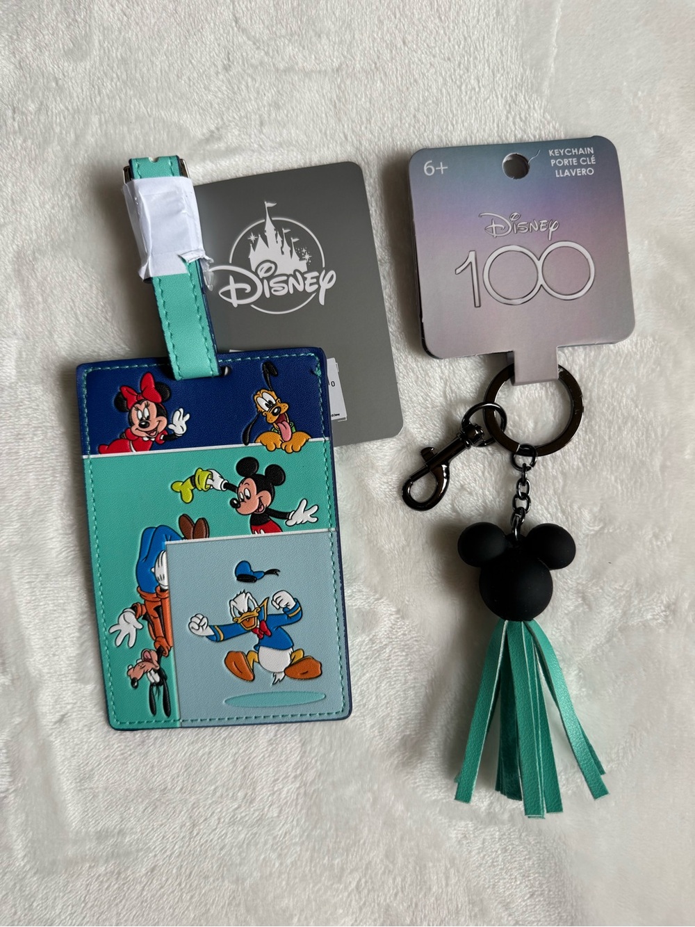 Disney Teal Mickey & Friends Luggage Tag with Tassel Keychain